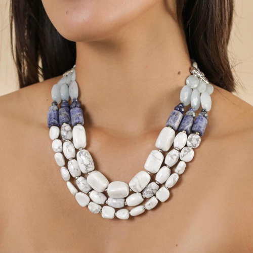 Колье Nature Bijoux, Arctique, с содалитом, говлитом и аквамарином, NB25.1-15-43410 синий фото 2
